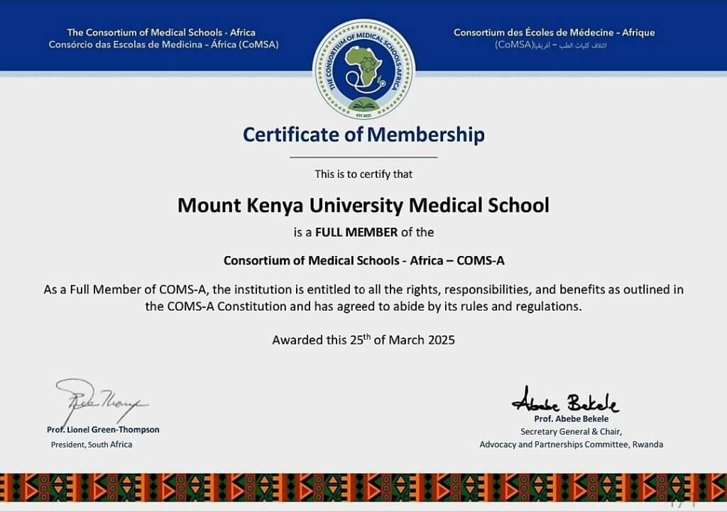Medical School is now a full member of the Consortium of Medical Schools - Africa